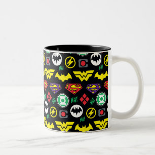 Logo-Muster der Chibi Justice League Zweifarbige Tasse