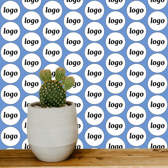 Logo-Muster für blaues Business Tapete (Simple custom logo pattern business promotional wallpaper In blue)