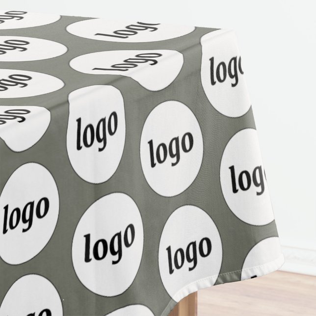 Logo-Muster für Business-Branding-Seite Grün Tischdecke (Simple logo pattern business promotional sage green
 tablecloth for trade shows, catering and events)