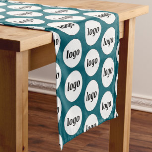 Logo-Muster für das Branding Aquamariner Grün Kurzer Tischläufer