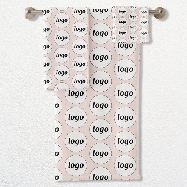 Logo-Muster für das Branding von Business-Branding Badhandtuch Set (Simple logo pattern business promotional towel set for hospitality, sponsorship, customers & clients)