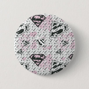Logo-Muster für Supergirl Pink und Weiß Button