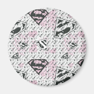 Logo-Muster für Supergirl Pink und Weiß Magnet