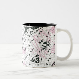 Logo-Muster für Supergirl Pink und Weiß Zweifarbige Tasse