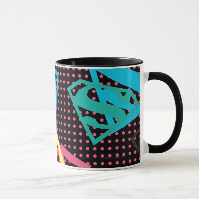 Logo-Muster und Polka-Punkte für Supergirl Tasse (Rechts)