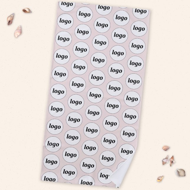 Logo-Muster Werbeaktion Blush Pink Strandtuch (Blush pink logo pattern promotional branding beach towel)