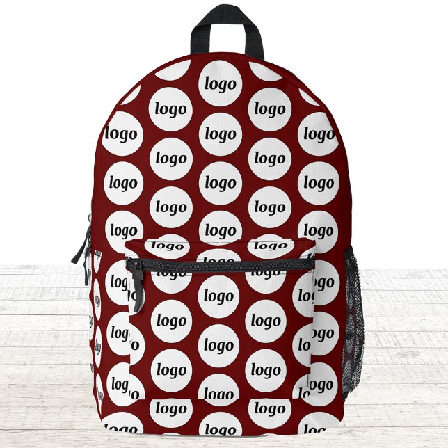 Logo-Muster Werbeaktion Business Burgundy Red Bedruckter Rucksack (Simple logo pattern business branding promotional burgundy red backpack)