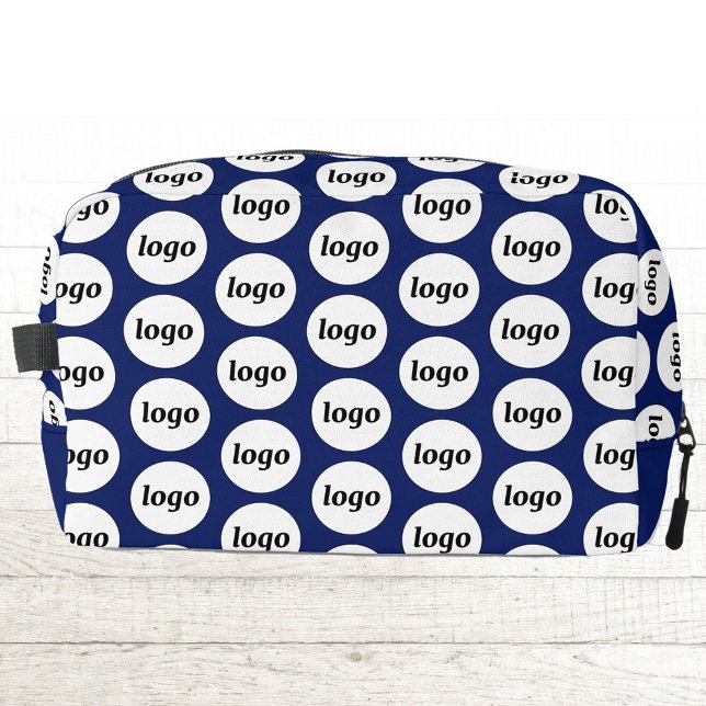Logo-Muster Werbegeschenk für Unternehmen Navy Blu Waschbeutel (Logo pattern business branding promotional navy blue Dopp kit zip bag)