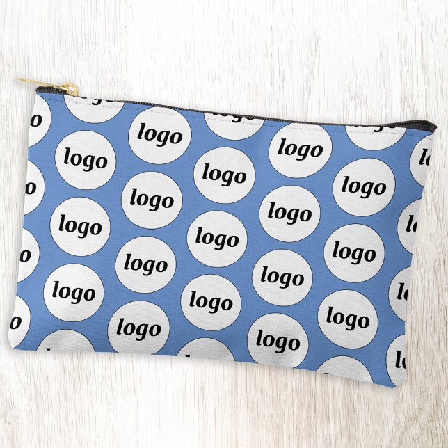 Logo-Muster Werbegestaltung Blau Zubehörtasche (Logo pattern business promotional cosmetic stationery or accessory zip pouch)