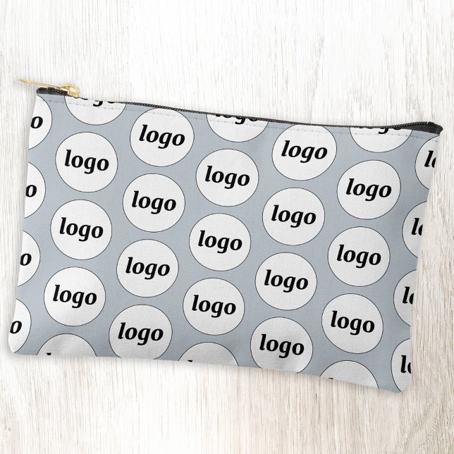 Logo-Muster Werbegestaltung Blau Zubehörtasche (Logo pattern business promotional cosmetic stationery or accessory zip pouch)