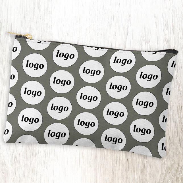 Logo-Muster Werbegestaltung Grün Zubehörtasche (Logo pattern business promotional cosmetic stationery or accessory zip pouch)
