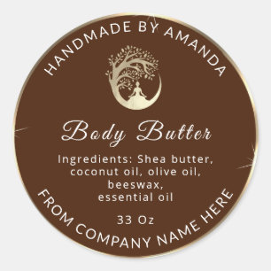 Logo Name Body Butter Kosmetik Gold Brown Runder Aufkleber