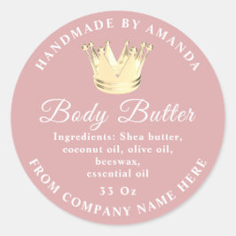 Logo Name Body Butter Scrub Golden Crown Blush Runder Aufkleber