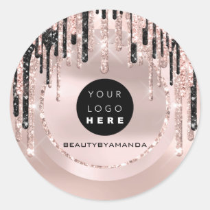 Logo Name Körper Make-up-Artist  Tropfen Rose Glit Runder Aufkleber