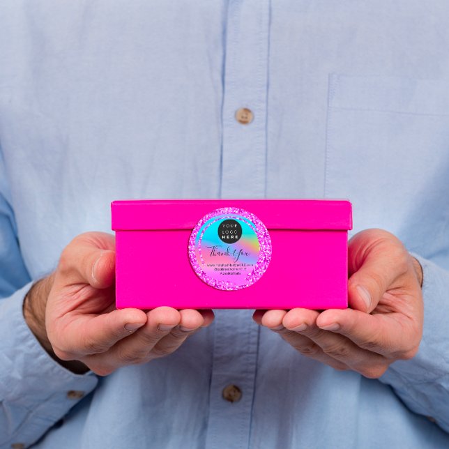 Logo-Name Vielen Dank Glitzer Holograph kaufen Runder Aufkleber (Logo Name Thank You Shopping Glitter Holograph Classic Round Sticker)