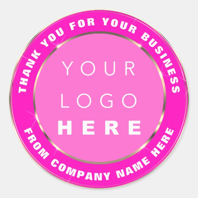 Logo Name Web Danke Gold Frame Rosa Berry Runder Aufkleber (Vorderseite)