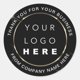Logo Name Web DankeYou Shop Gold Frame Schwarz-wei Runder Aufkleber