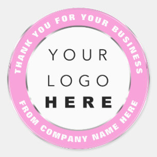 Logo Name Web Vielen Dank, dass Sie Silver Pink ka Runder Aufkleber