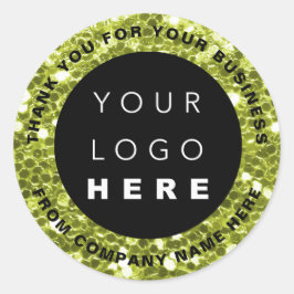 Logo Name Web Vielen Dank, Glitzer von Green Shop Runder Aufkleber