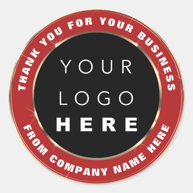 Logo Name Web Vielen Dank Gold Frame Roter Wein Runder Aufkleber (Vorderseite)