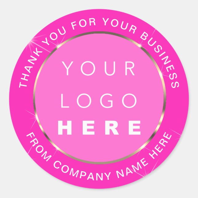 Logo Name Web Vielen Dank Gold Pink Fuchsia Runder Aufkleber (Vorderseite)