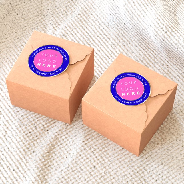 Logo Name Web Vielen Dank Gold Pink Royal Blue Runder Aufkleber (Von Creator hochgeladen)