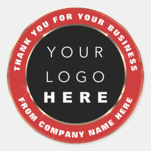 Logo Name Web Vielen Dank Gold Red Online Shop Runder Aufkleber