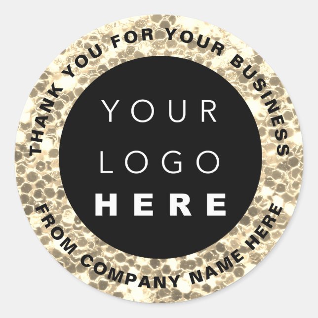 Logo Name Web Vielen Dank Imitate Gold Shop Glitze Runder Aufkleber (Vorderseite)