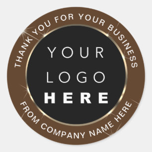 Logo Name Web Vielen Dank Online Shop Gold Brown Runder Aufkleber