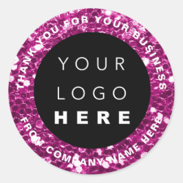 Logo Name Web Vielen Dank Pink Shop Glitzer Runder Aufkleber