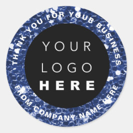 Logo Name Web Vielen Dank Shop Glitzer Blue Navy Runder Aufkleber