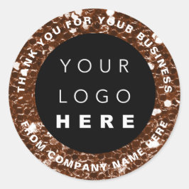 Logo Name Web Vielen Dank Shop Glitzer Brown Runder Aufkleber