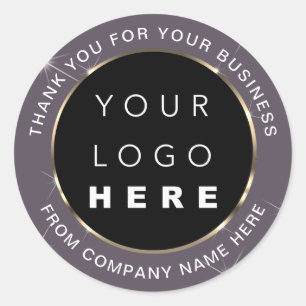 Logo Name Web Vielen Dank Shop Gold Grau Lila Runder Aufkleber