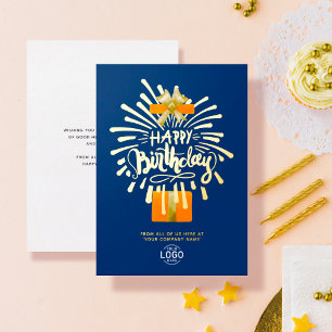 Logo Navy Blau Orange Feuerwerk Gruppe Geburtstag Folieneinladung