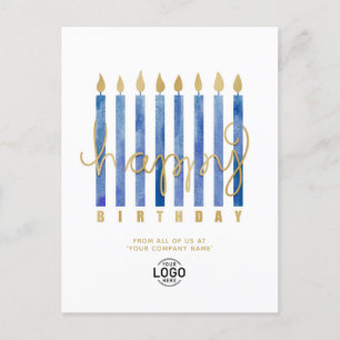 Logo Navy Blue Candles Business Happy Birthday hin Feiertagspostkarte
