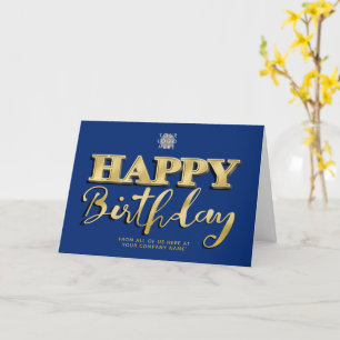 Logo Navy Blue Gold Briefe Business Geburtstag Karte