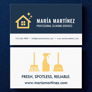 Logo "Navy Blue & Gold Modern Clearing Services" Visitenkarte