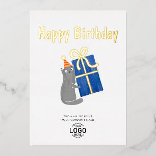 Logo Niedlich Cat Navy Blue Geschenk Geburtstag hi Folieneinladung