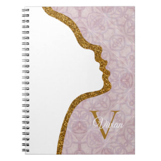 Logo-Notebook für Rosa und Gold Glitzer Notizblock