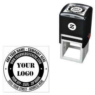 Logo oder Foto Adresse Farbe Runder Stempel Beispi