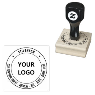 Logo oder Foto Adresse Runde Stempelvorlage Gummistempel