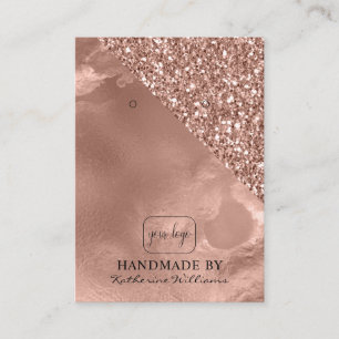 Logo-Ohrhänger-Display   Roségold und Glitter Visitenkarte