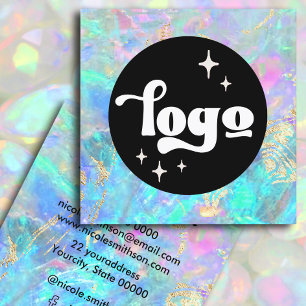 Logo-Opal-Textur und falsche Golddetails  Quadratische Visitenkarte