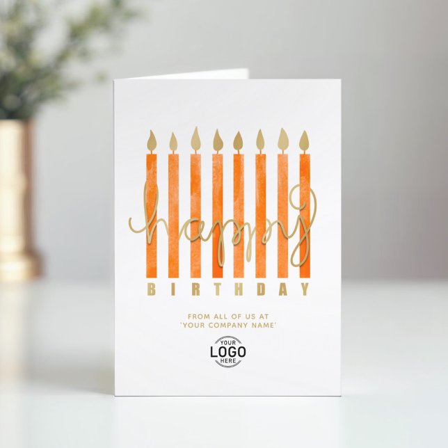 Logo Orange Candles Business Happy Birthday hinzuf Karte (Von Creator hochgeladen)