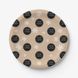 Logo Pattern Unternehmen Weihnachtsschneeflocken Pappteller