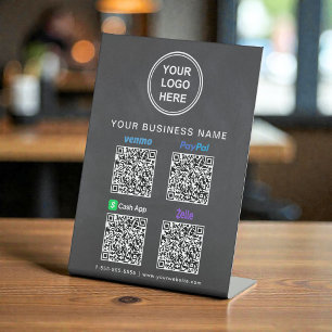 Logo Paypal Venmo CashApp Zelle QR-Code-Schulwandt Sockelschild