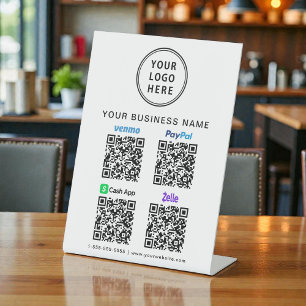 Logo Paypal Venmo CashApp Zelle QR Codes Sockelschild