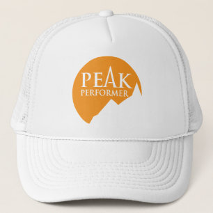 Logo "Peak Performer" orange Hutkappe Truckerkappe