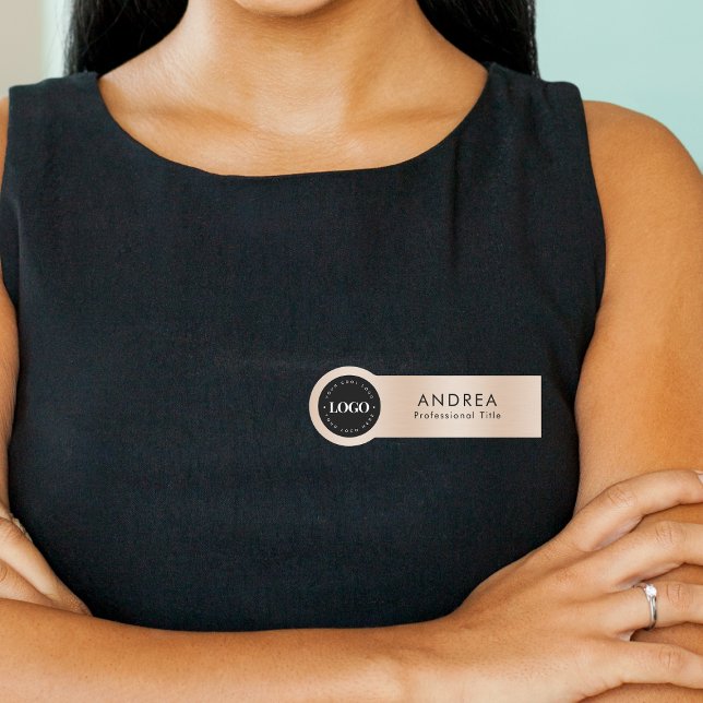 Logo-Pfirsichpfirsichpfirsiche Metallic Namensschild (Von Creator hochgeladen)