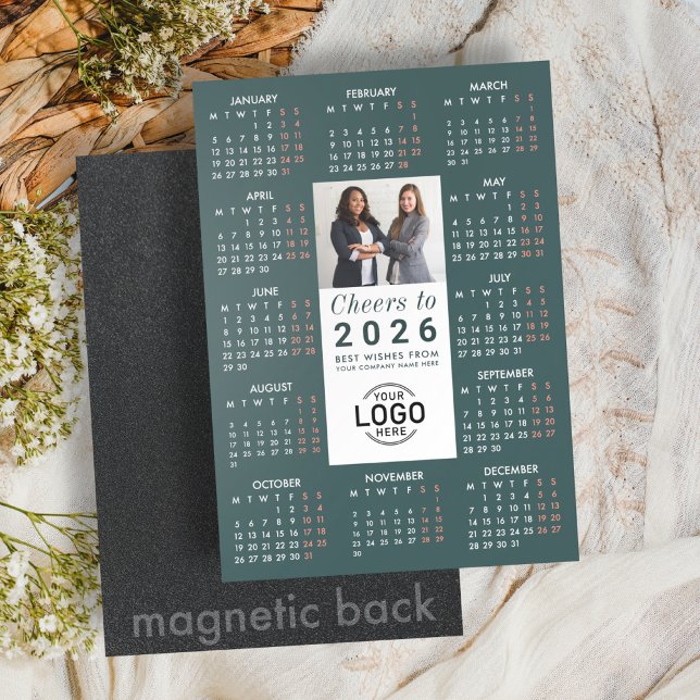 Logo Photo Green Calendar 2026 Magnetic Card Magneteinladung (Von Creator hochgeladen)